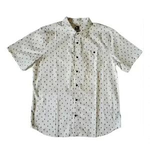 Voyager Men's White & Grey Mini Print Cotton/Spandex Stretch Woven Short Sleeve